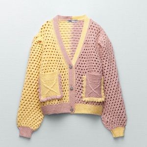 Zara Chunky Knit Sweater with Jewel Buttons